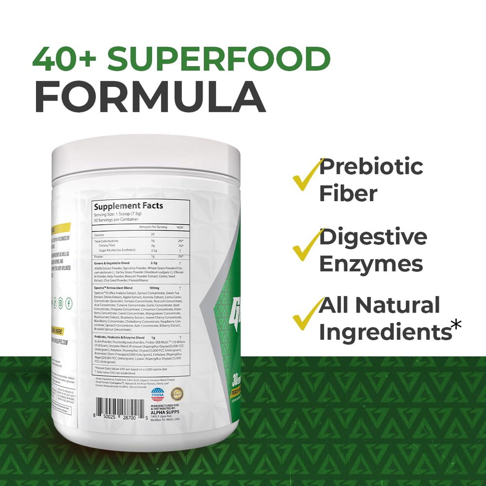 Container of Alpha Greens complete greens superfood