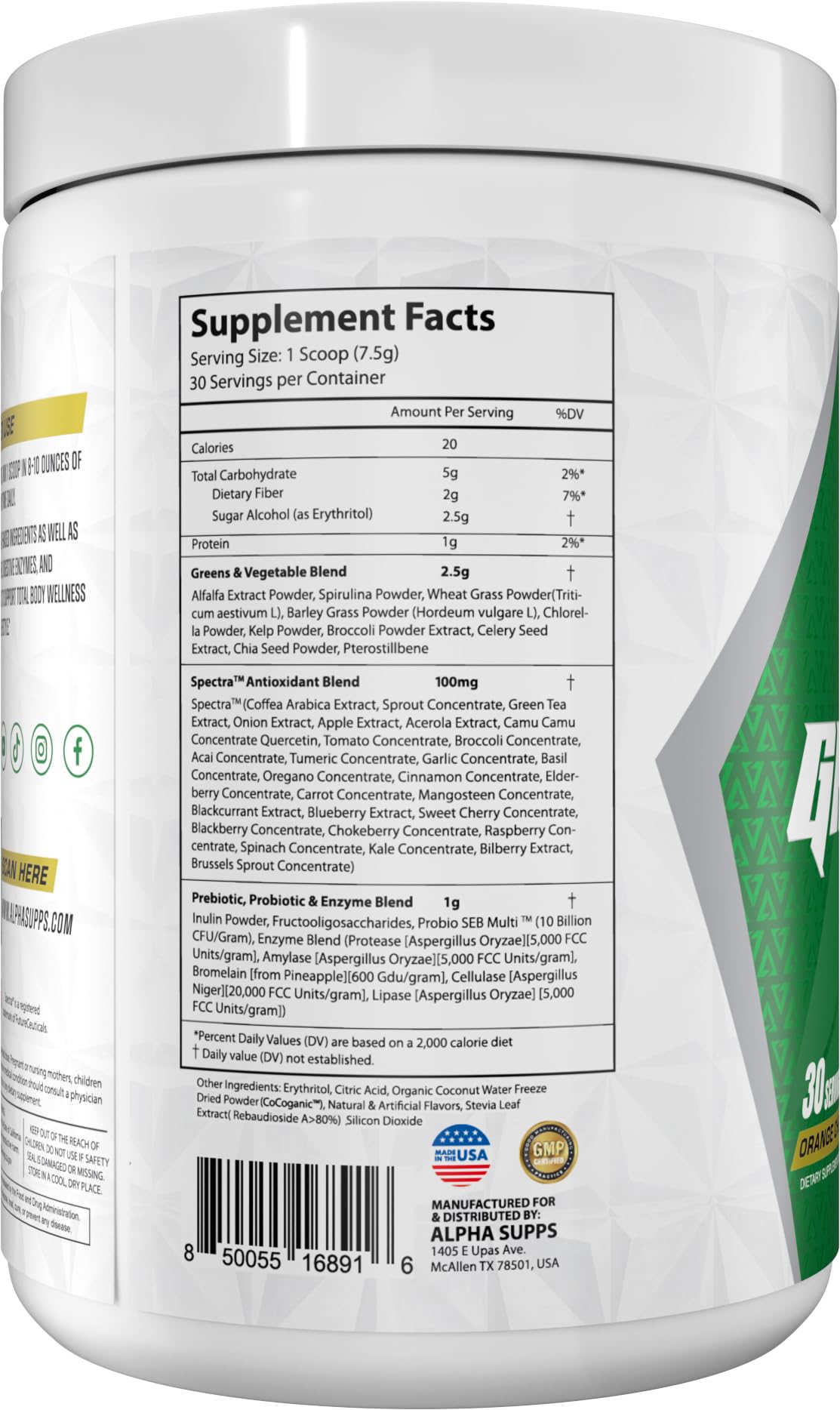Probiferrin probiotics graphic for Alpha Greens