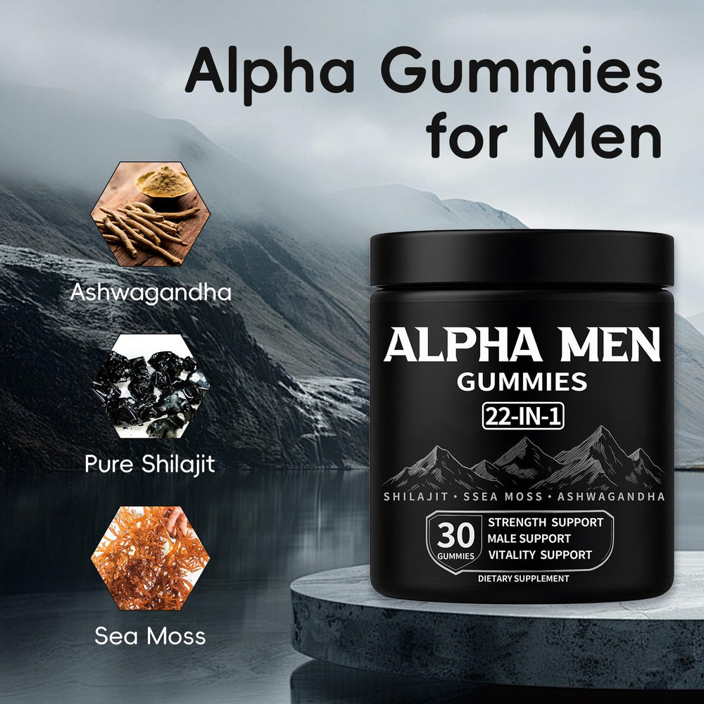 Nutrition facts panel for Alpha Gummies for Men