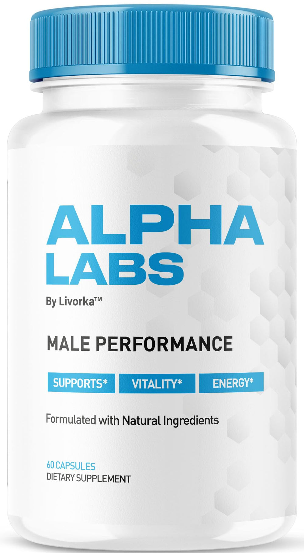 Front view of Alpha Labs Capsules bottle