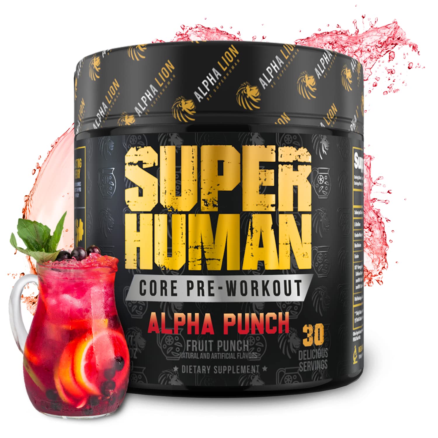 Alpha Lion Core Pre-Workout Powder Fruit Punch – front label
