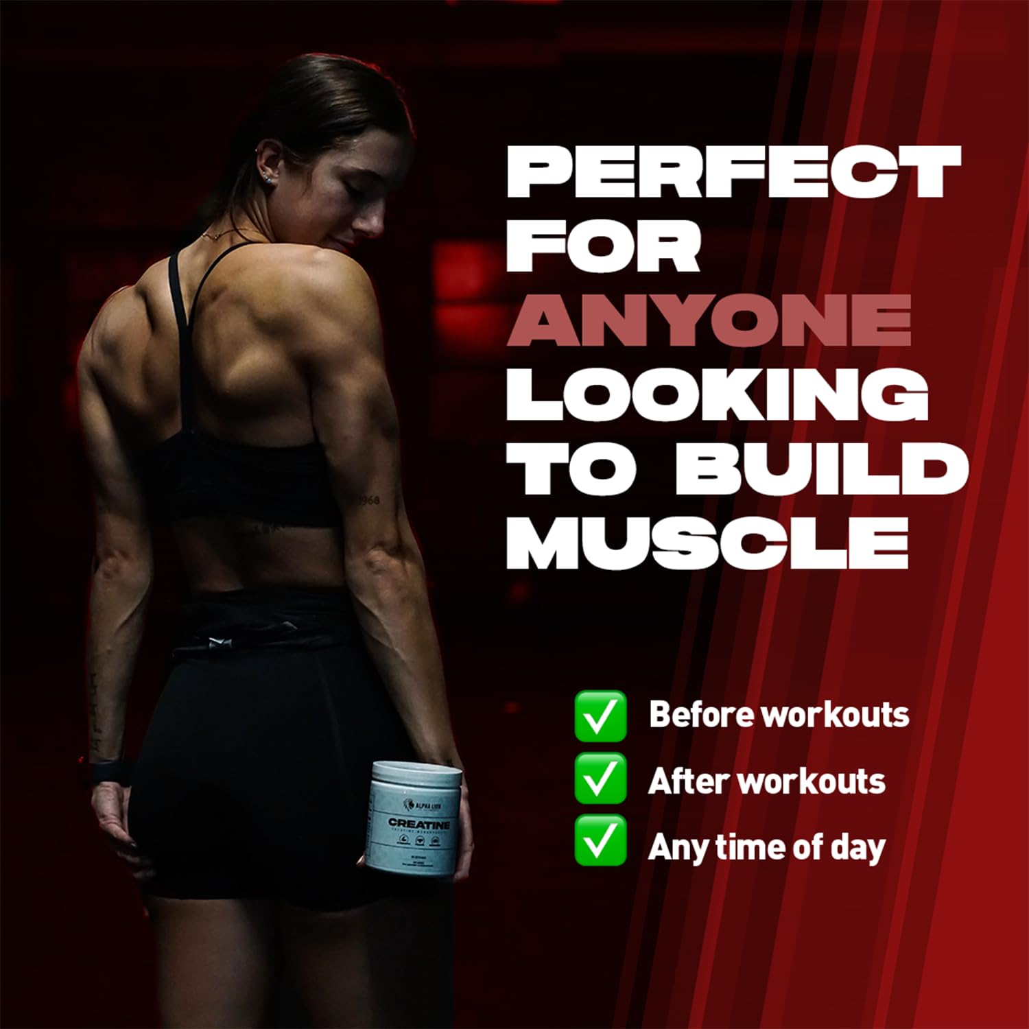 Close-up of creatine monohydrate label