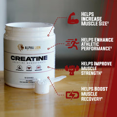 Scoop of creatine monohydrate with 5g serving
