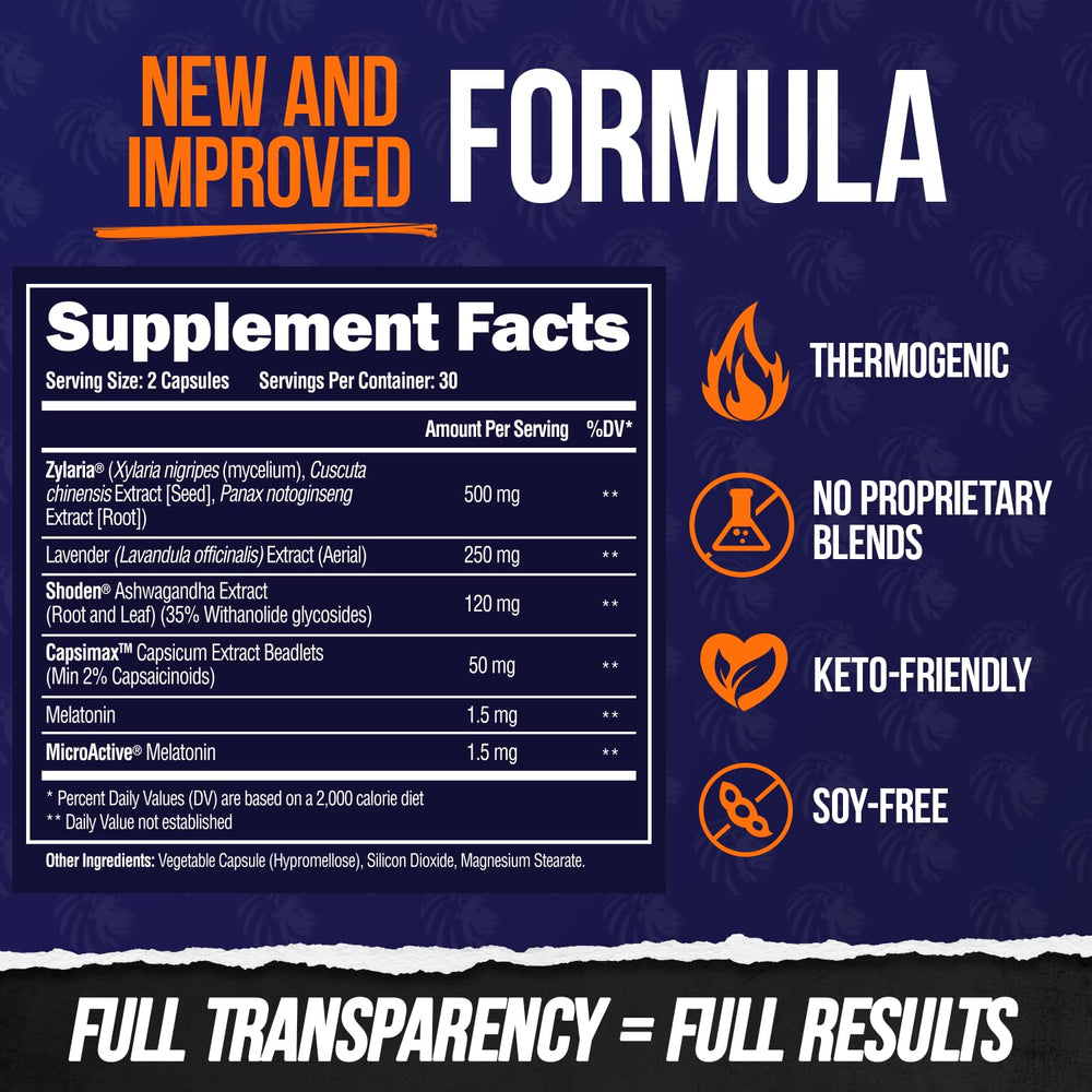 Benefits graphic for ALPHA LION Night Burn – weight loss and lean muscle