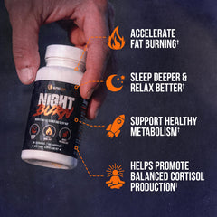 ALPHA LION Night Burn bottle – back view with information