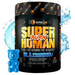 ALPHA LION Superhuman Burn bottle in Blue Gummy Bear flavor