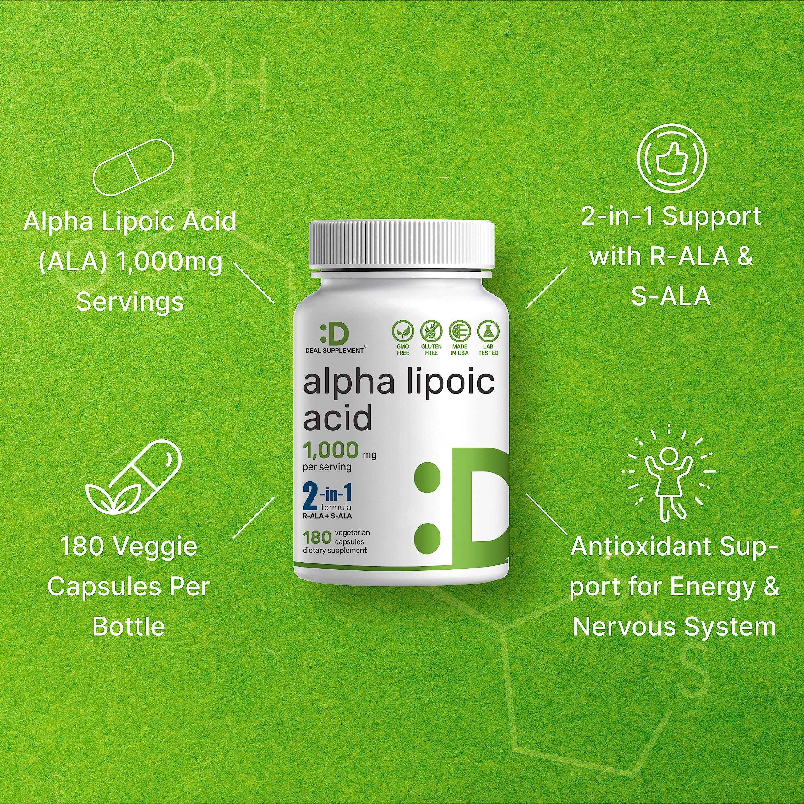 Ingredients panel for Alpha Lipoic Acid supplement