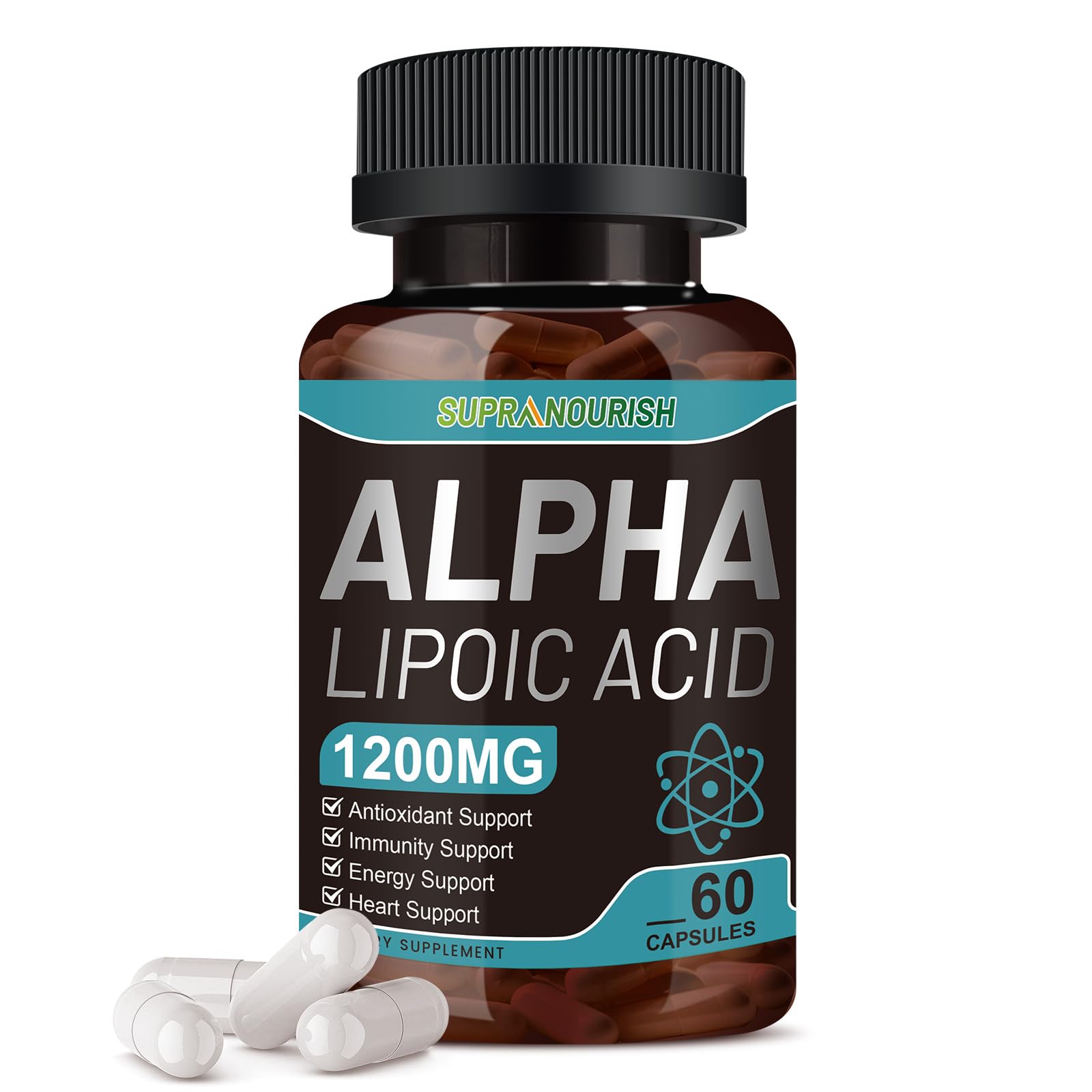 Product bottle front showing Alpha Lipoic Acid 1000mg 6-in-1 Nerve Support