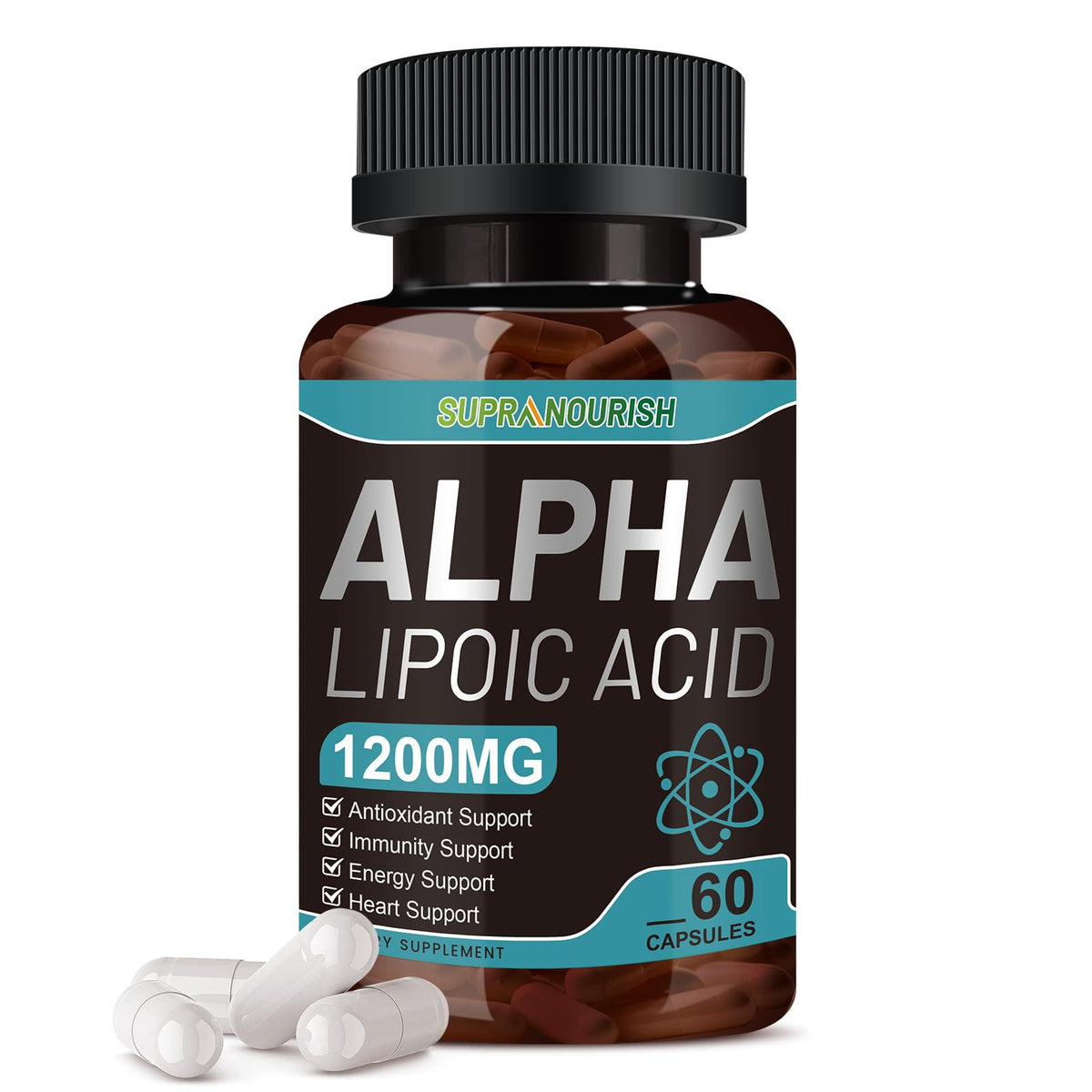 Product bottle front showing Alpha Lipoic Acid 1000mg 6-in-1 Nerve Support