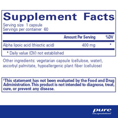 Back of bottle with supplement facts