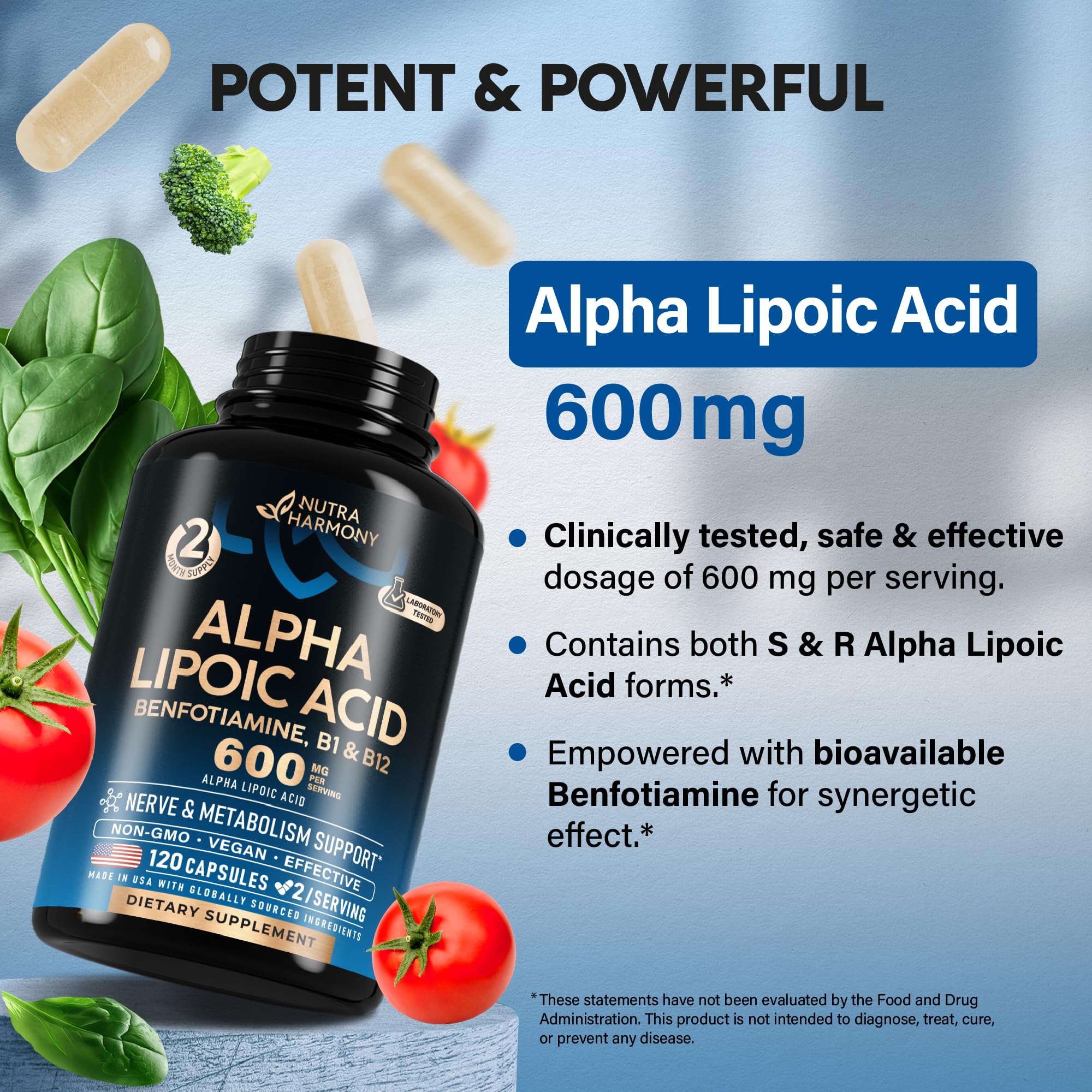 Laboratory tested seal on Alpha Lipoic Acid product