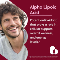Ingredients: 600 mg Alpha Lipoic Acid and 1000 mcg Biotin per capsule