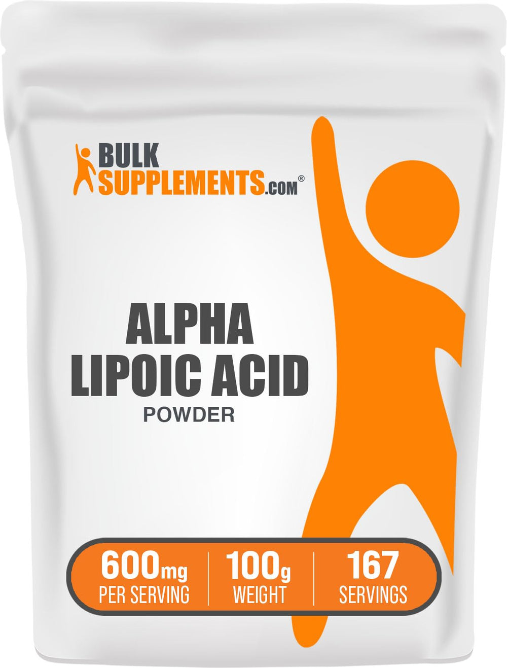 Alpha Lipoic Acid Powder 600mg container with 100g label