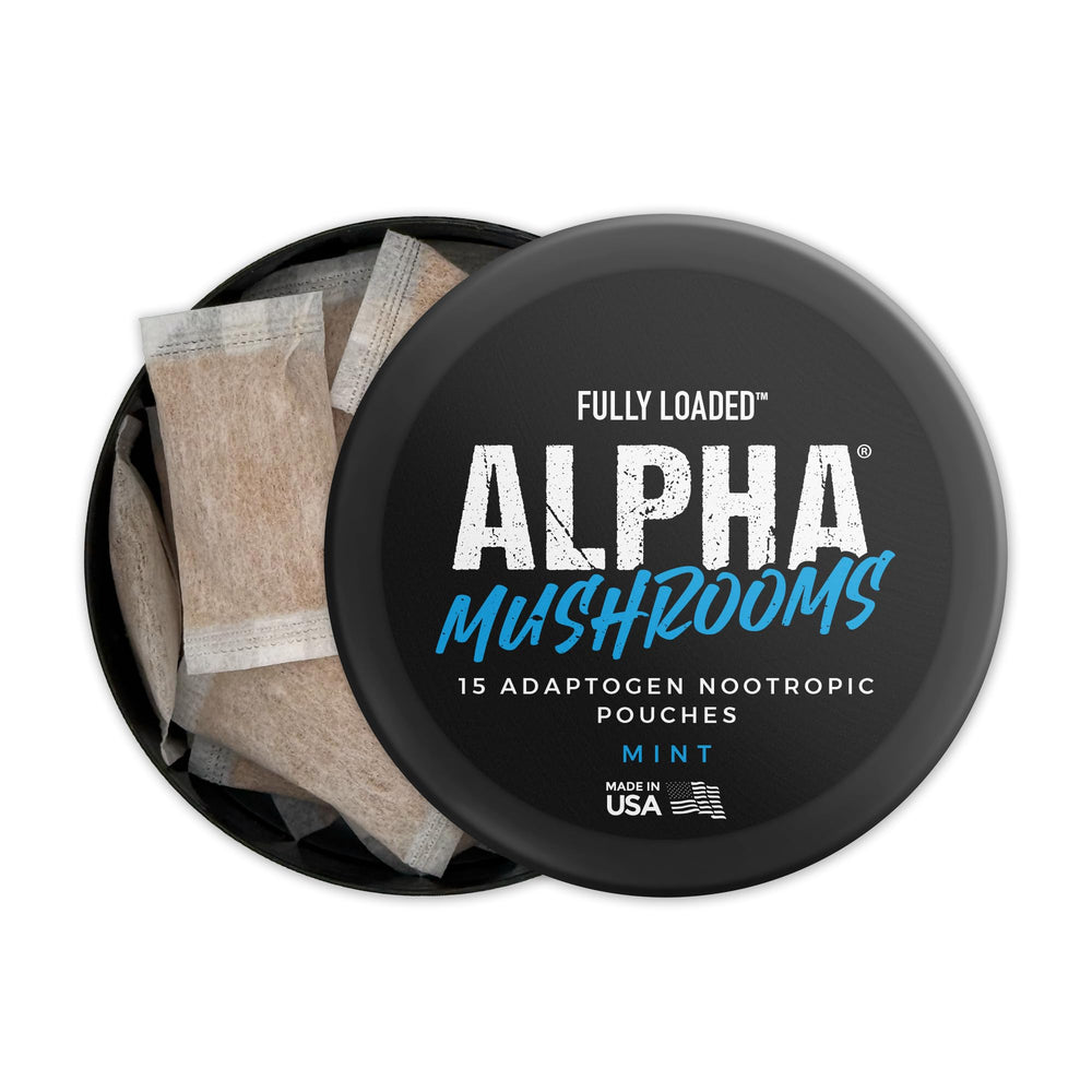 Nutrition facts panel for Alpha Mushrooms label