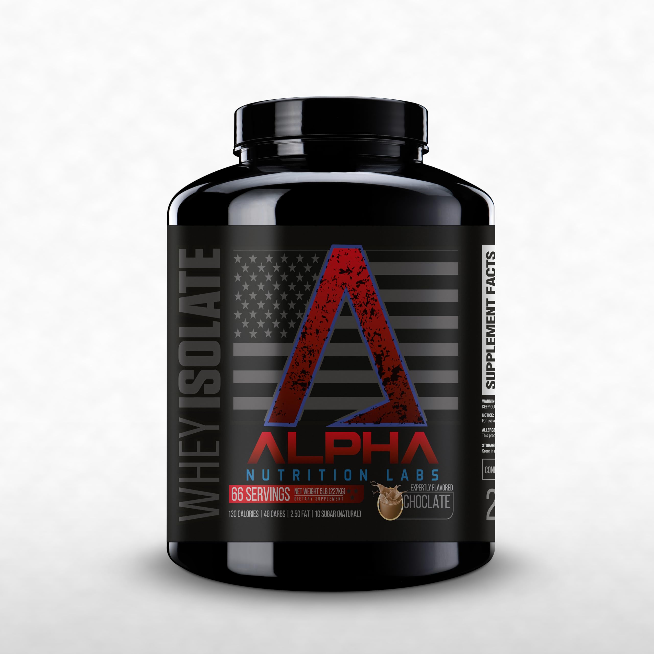Alpha Nutrition Labs Whey Isolate Protein Powder Chocolate canister