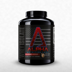 Alpha Nutrition Labs Whey Isolate Protein Powder Chocolate canister