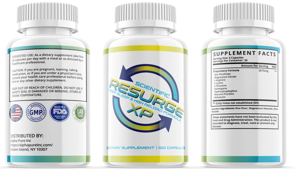 Close-up of Resurge Deep Sleep melatonin ingredients
