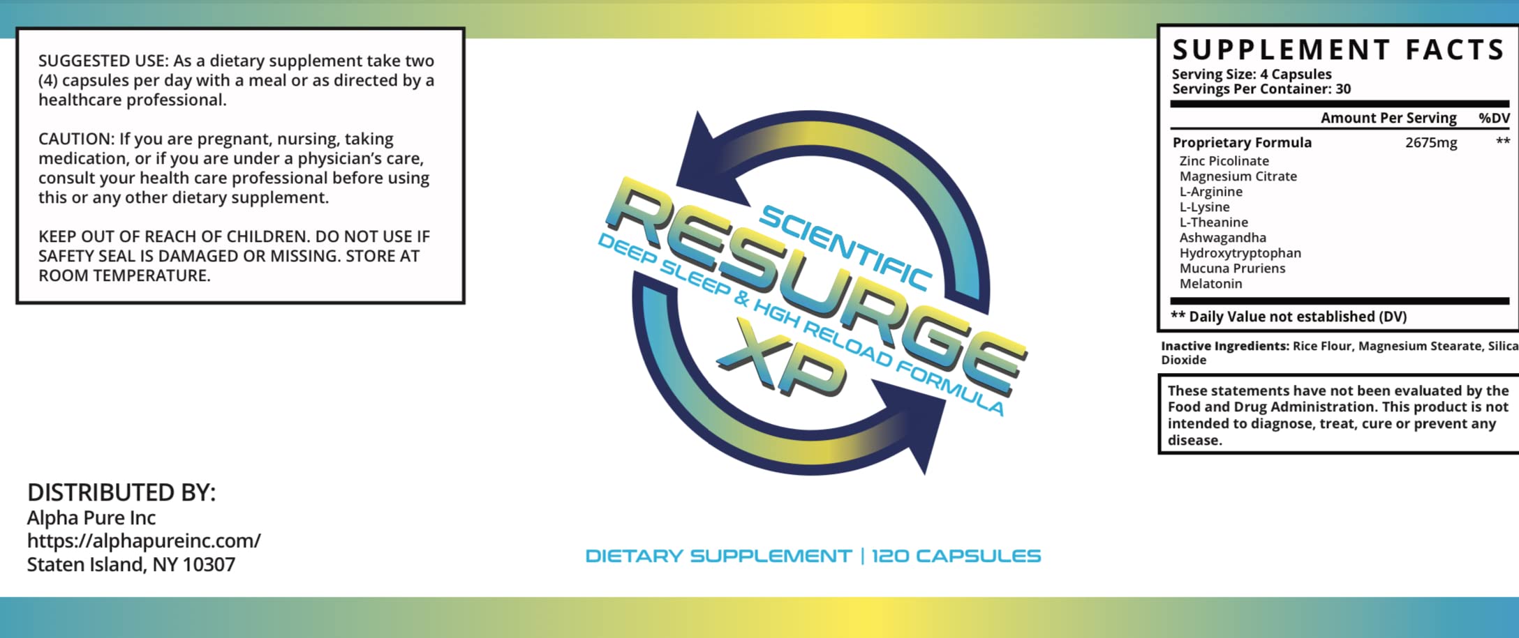 Usage guide graphic for taking Alpha Pure Resurge Deep Sleep