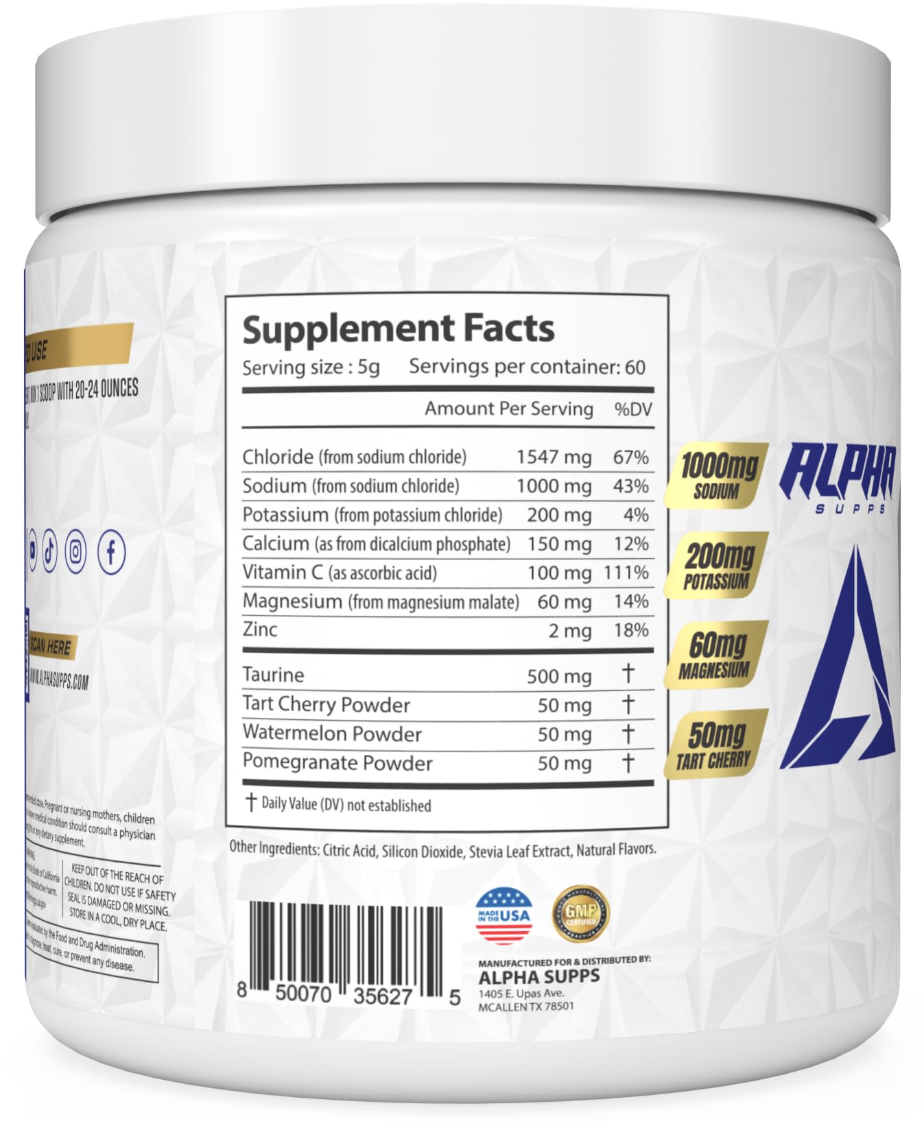 Alpha Supps Alpha Lytes glass with salted watermelon strawberry demonstrates refreshing flavor with electrolyte balance.