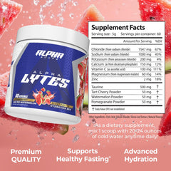 Alpha Lytes scoop-dispense image highlights quick, zero-calorie hydration for workouts.