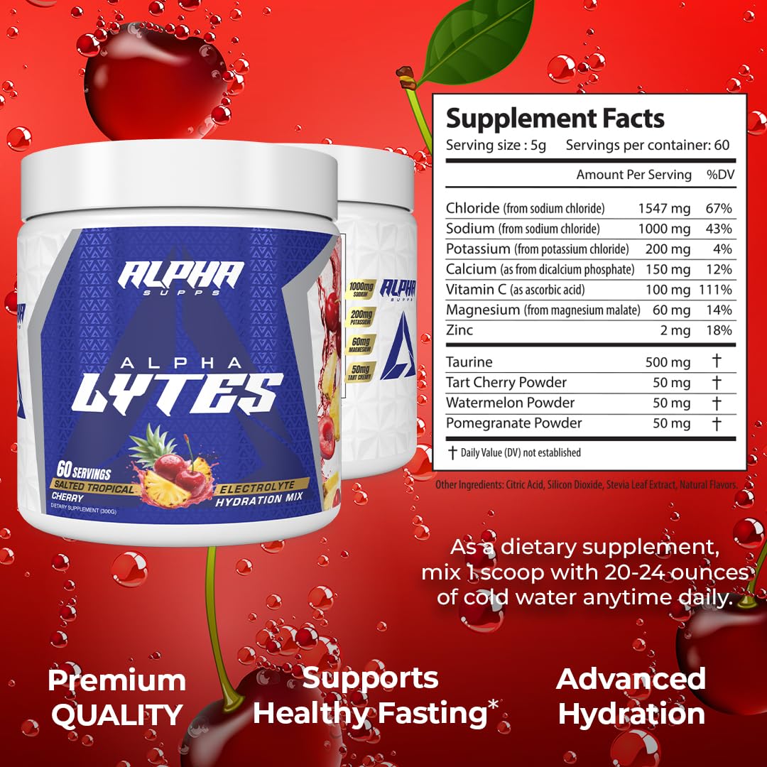Alpha Supps Alpha Lytes tub and spoon highlighting convenient on-the-go hydration