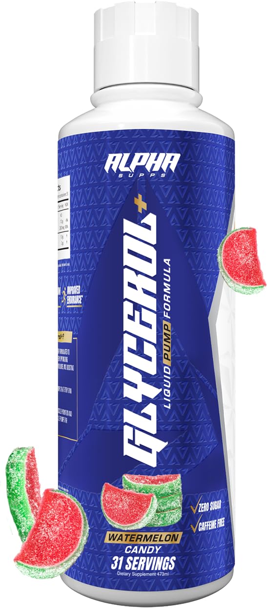 Alpha Supps Glycerol+ bottle highlights the hydrating pump formula for workouts