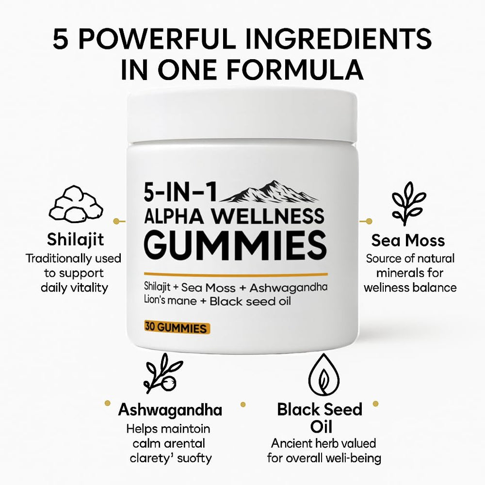 Gummy close-up showing Shilajit and Sea Moss ingredients