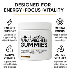 Gummy with emphasis on Ashwagandha and Lion's Mane components