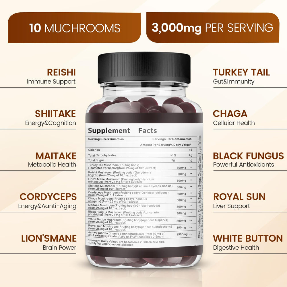 Adaptogenic blend featuring Reishi and Cordyceps for stress support