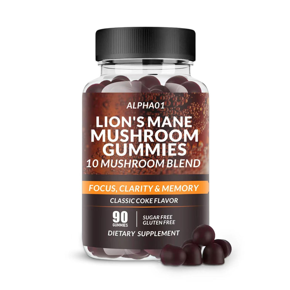 ALPHA01 Mushroom Gummies bottle front with 90-count