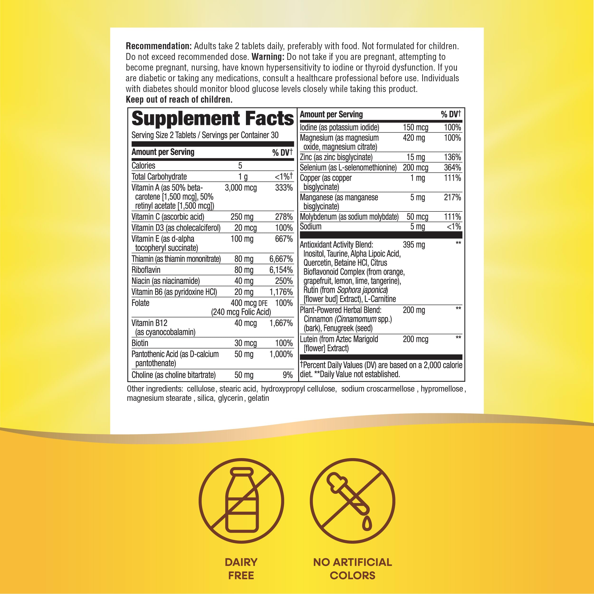 Graphic showing alpha-lipoic acid, cinnamon and fenugreek ingredients
