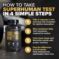 ALPHA LION Superhuman Test capsules close-up highlights convenient daily capsules for consistent intake.