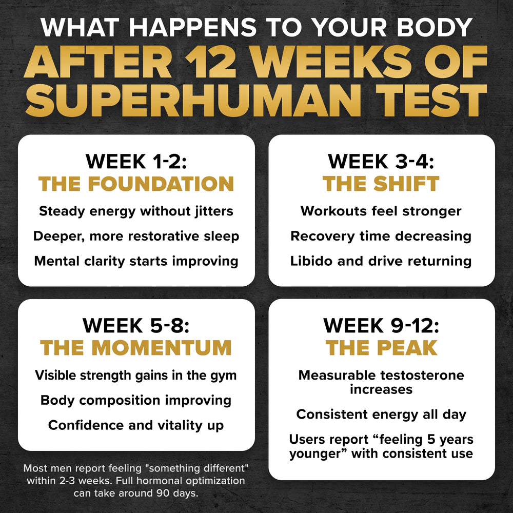 ALPHA LION Superhuman Test TestoSurge visual demonstrates muscle support and endurance potential.