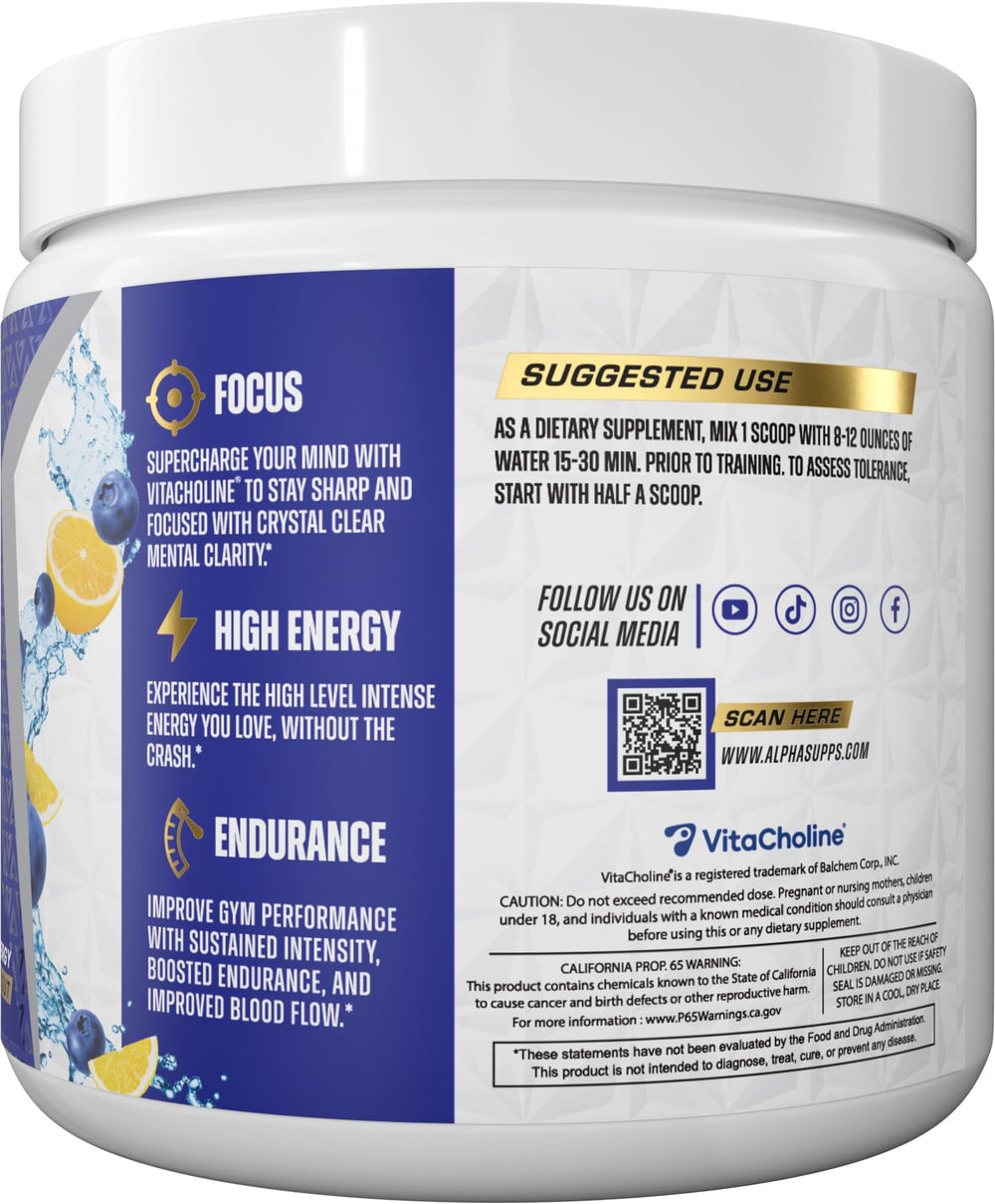 Alpha Supps Pre Workout powder mix dissolving for focused training sessions