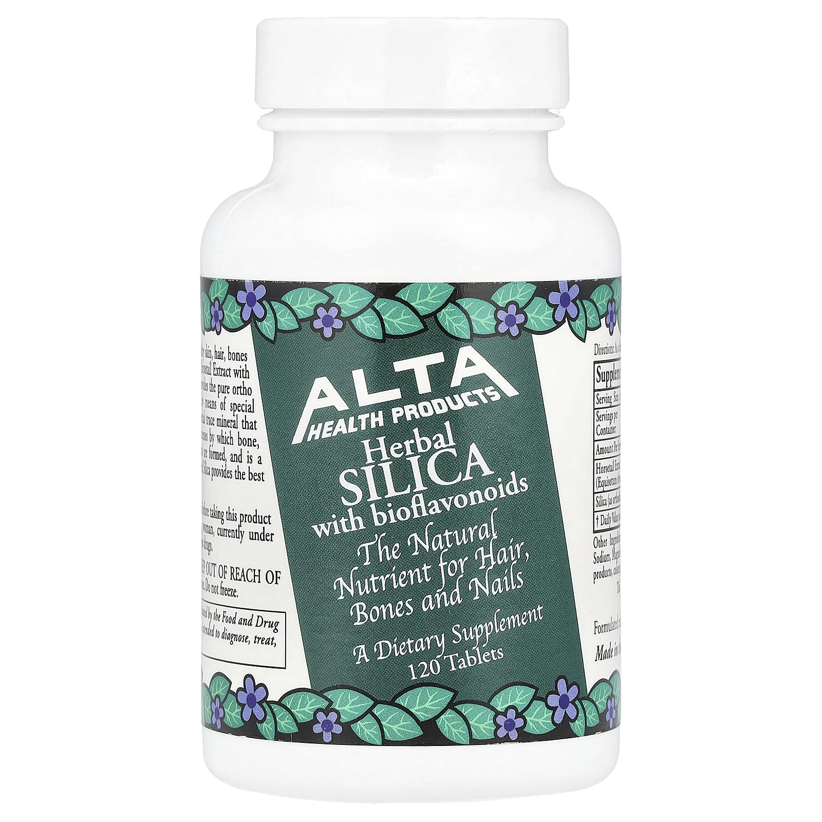 Alta Health Silica with Bioflavonoids bottle label
