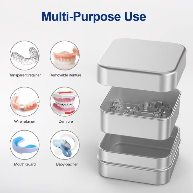 Rust-free, safe aluminum retainer case for dentures