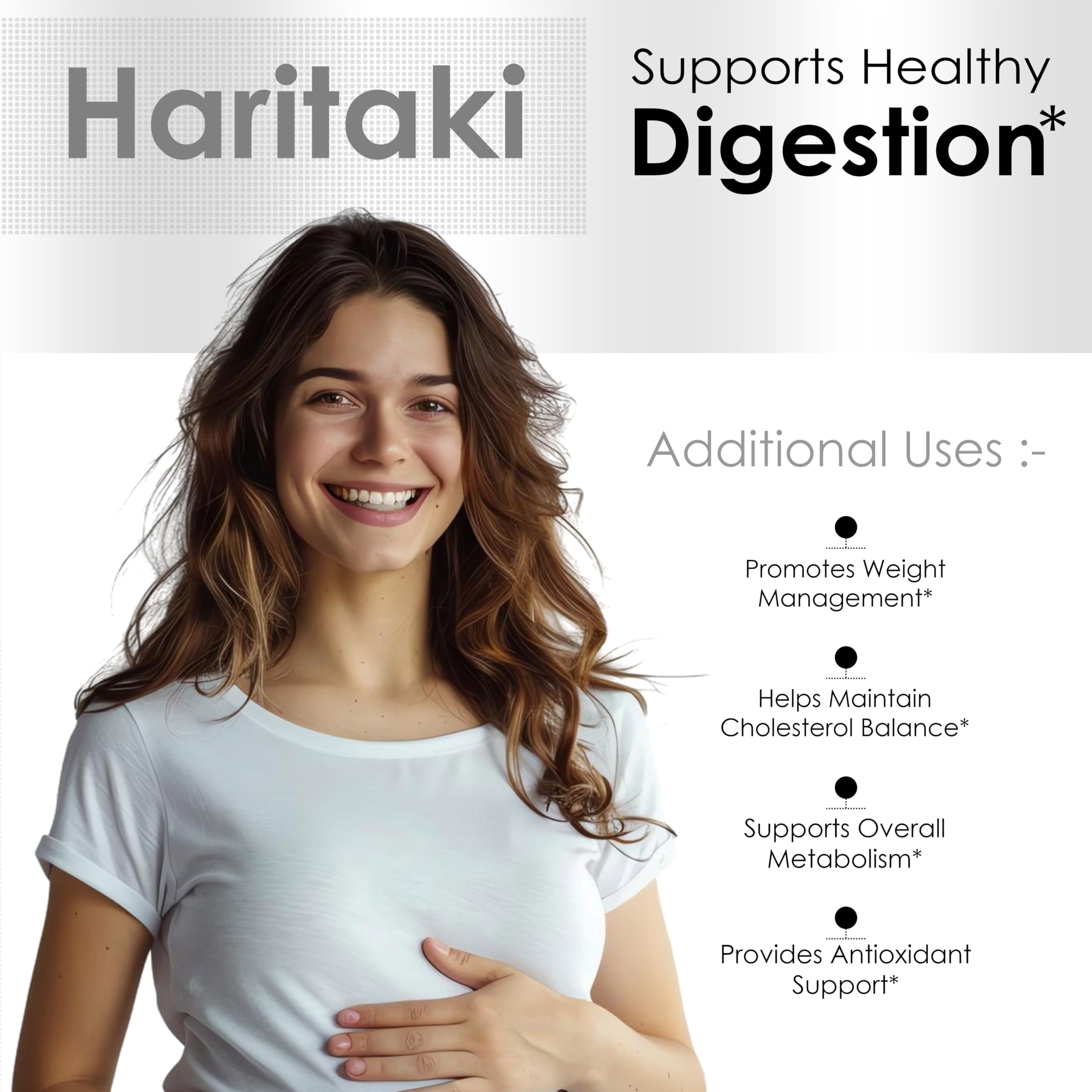 Graphic highlighting digestive support from Haritaki