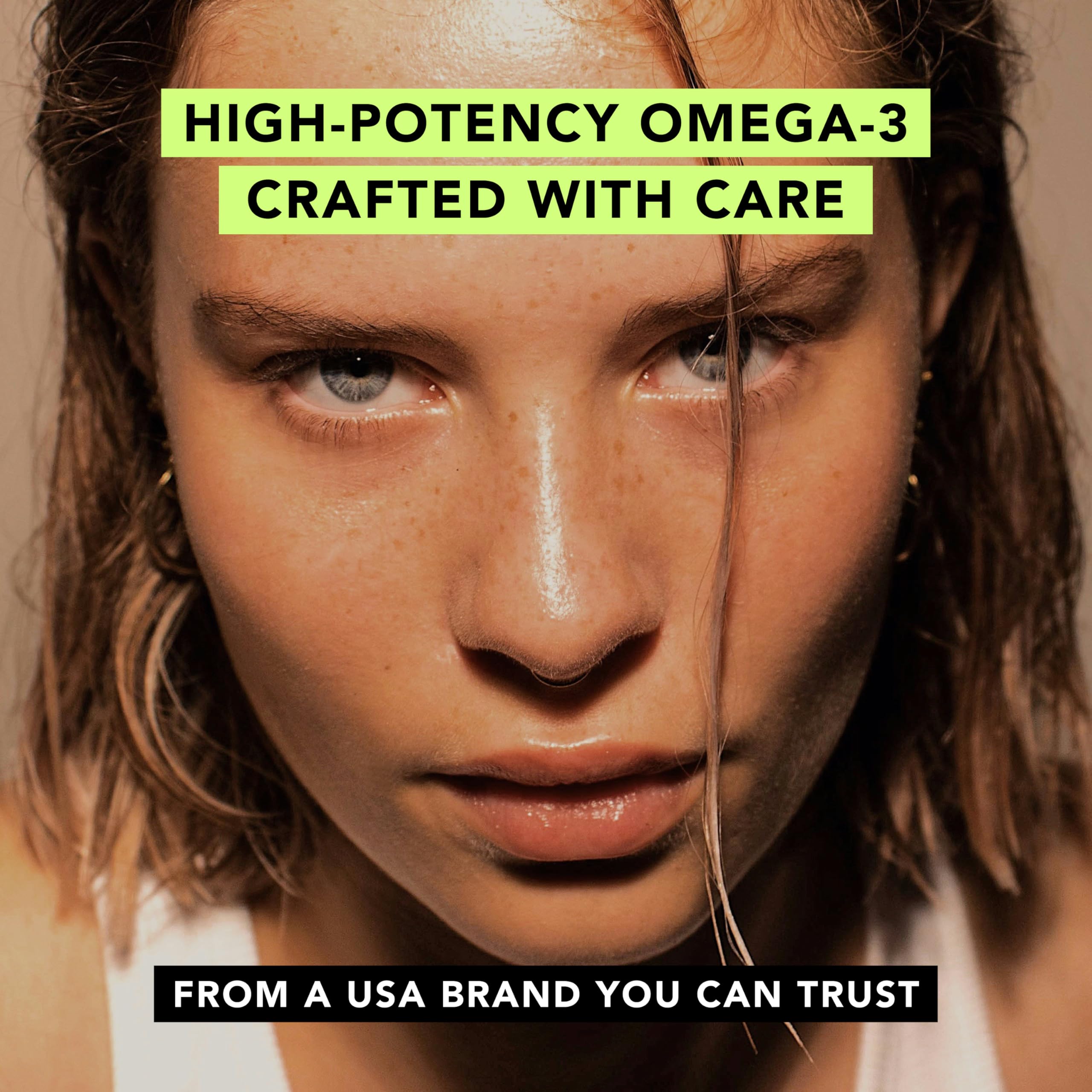 60-count AMANDEAN Omega-3 bottle on table