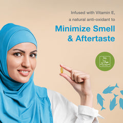 Close-up of omega-3 softgel capsules