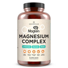 Bottle of AMANDEAN Magtein Magnesium Complex with 90 veggie capsules