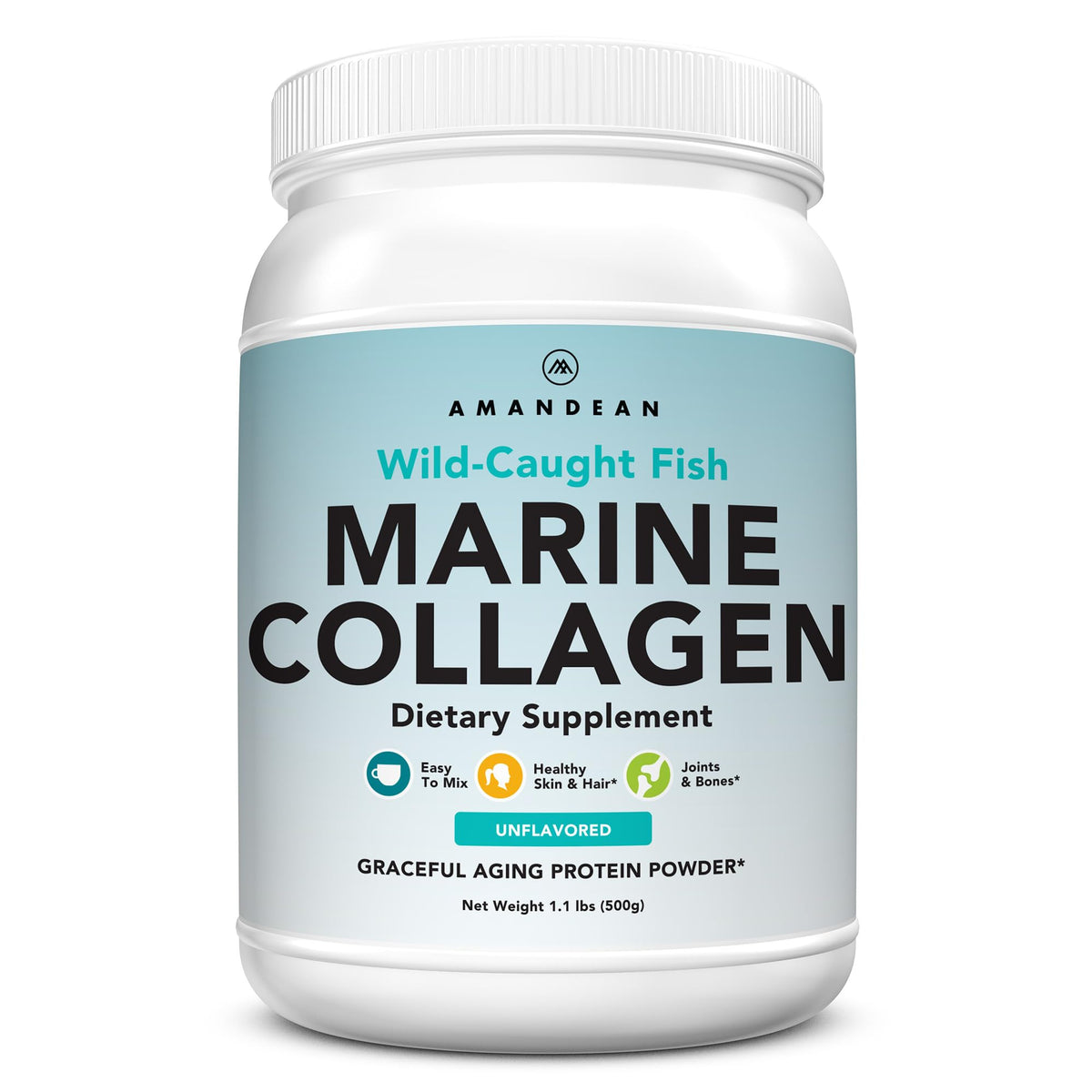 Amandean Marine Collagen Peptides Powder 500g front view