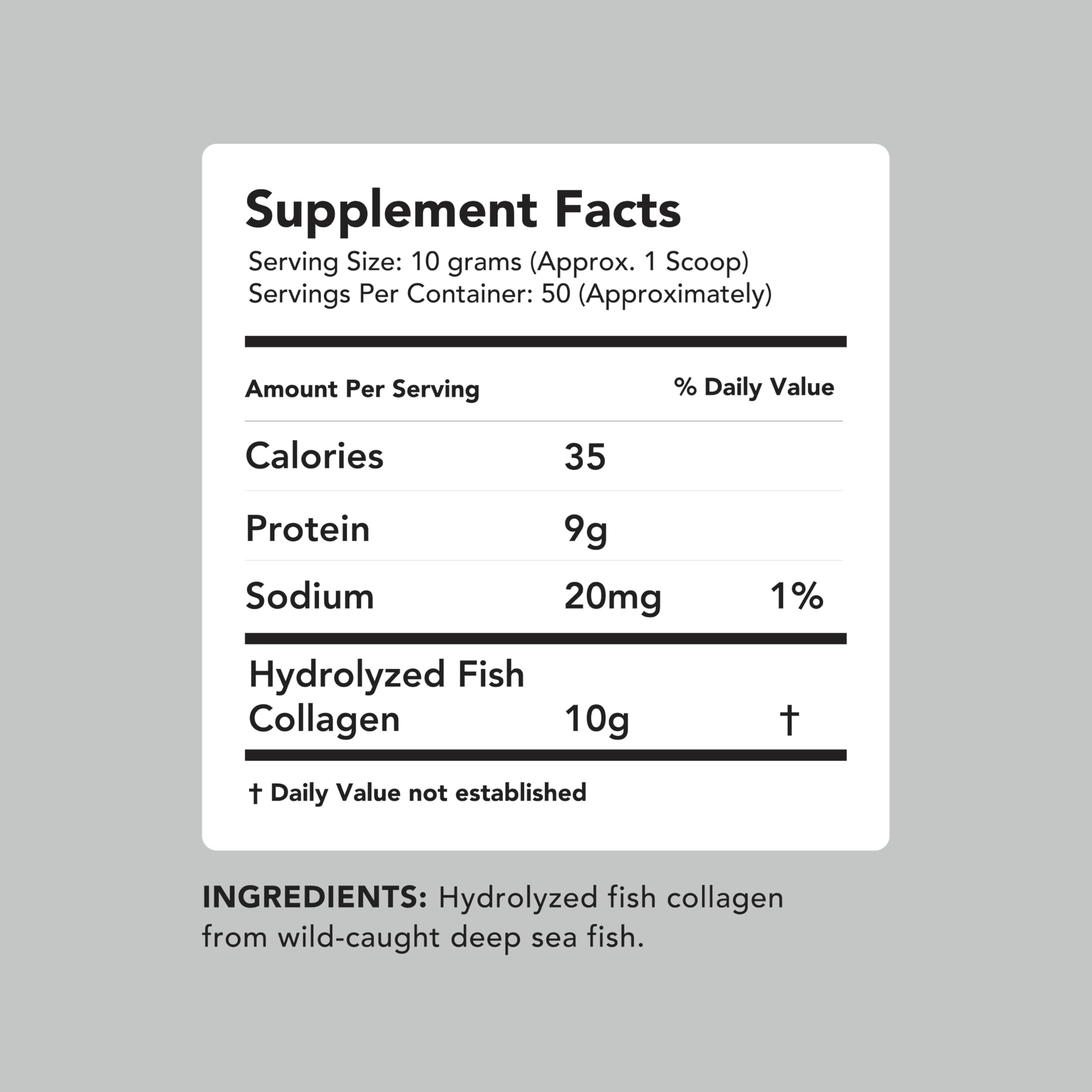Amandean marine collagen ingredients and nutrition facts