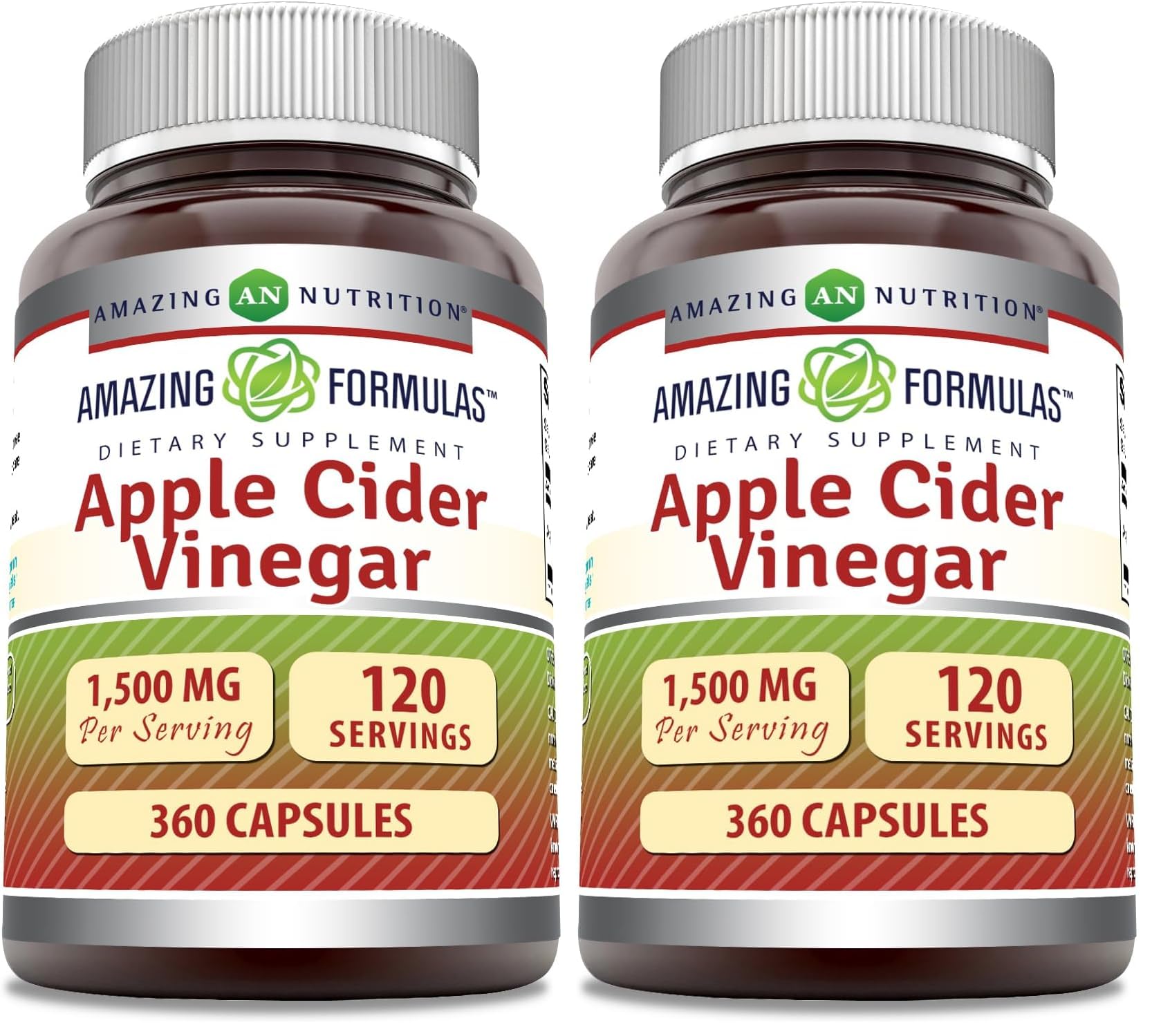 Amazing Formulas Apple Cider Vinegar 1500 mg capsules bottle in 2-pack