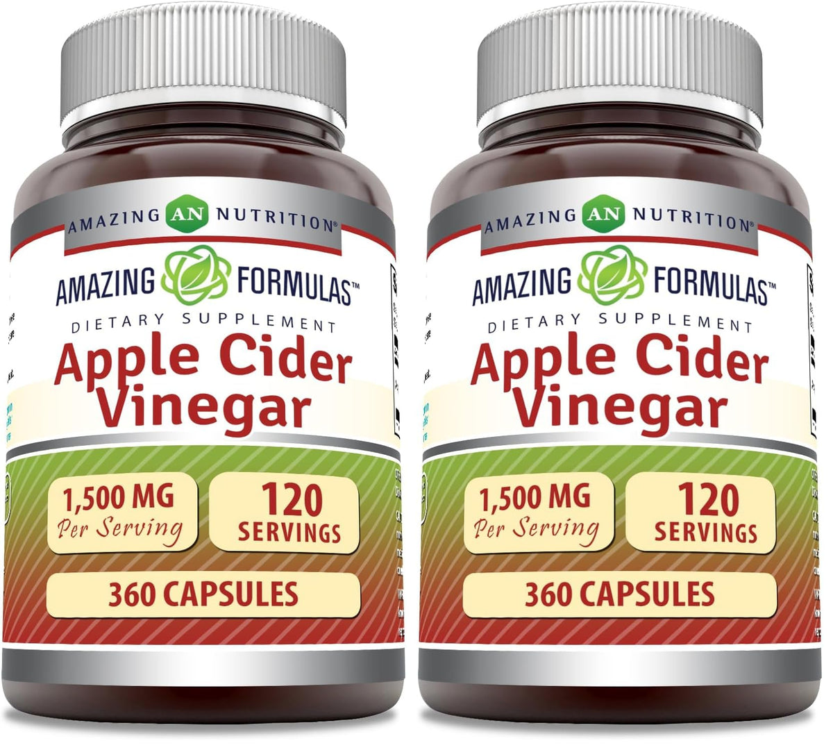Amazing Formulas Apple Cider Vinegar 1500 mg capsules bottle in 2-pack
