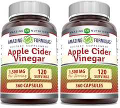 Amazing Formulas Apple Cider Vinegar 1500 mg capsules bottle in 2-pack