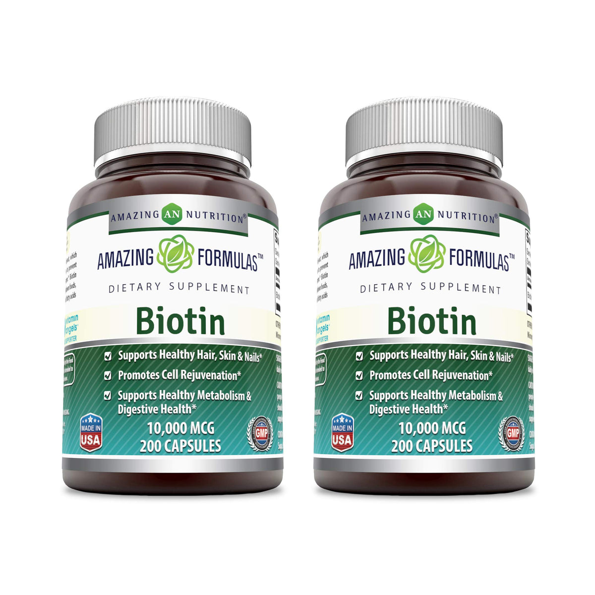 Amazing Formulas Biotin 10000 mcg Veggie Capsules - Vitamin B7 Supplement - Non-GMO Gluten Free Made in USA