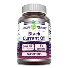 Amazing Formulas Black Currant Oil bottle with 1500 mg softgels