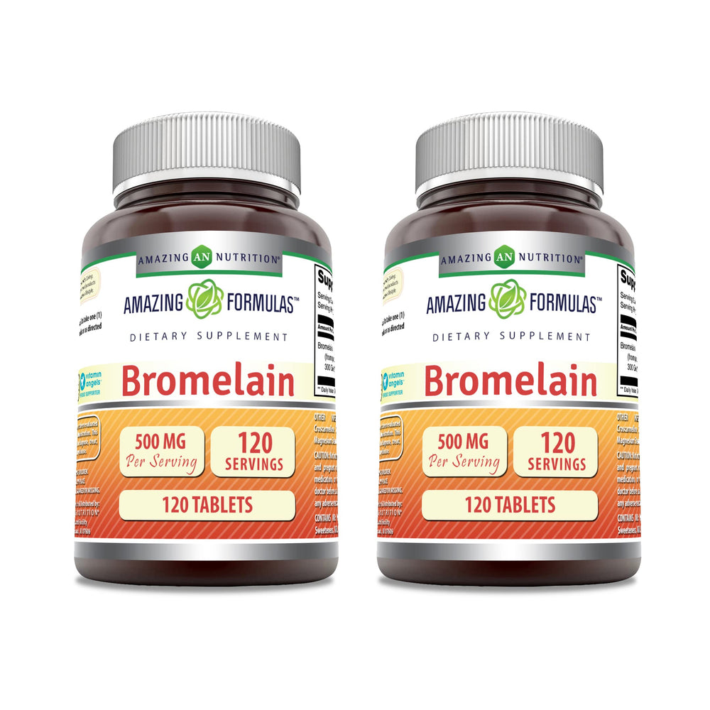 Amazing Formulas Bromelain 500 mg tablets – 120-count, Non-GMO, Gluten-Free, Made in USA