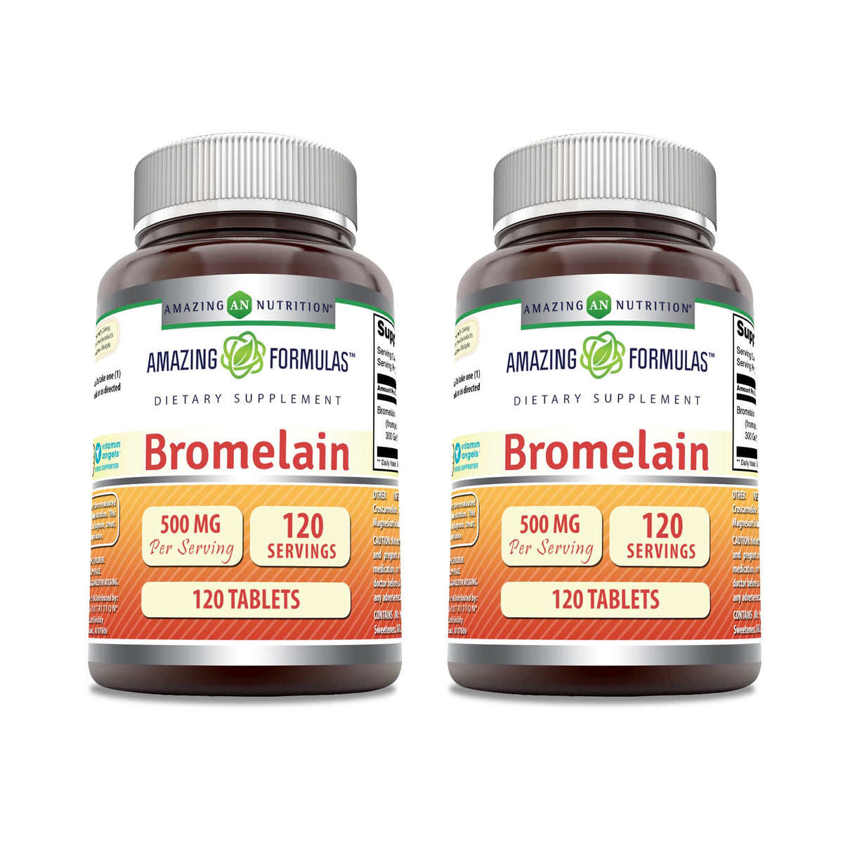 Amazing Formulas Bromelain 500 mg tablets – 120-count, Non-GMO, Gluten-Free, Made in USA