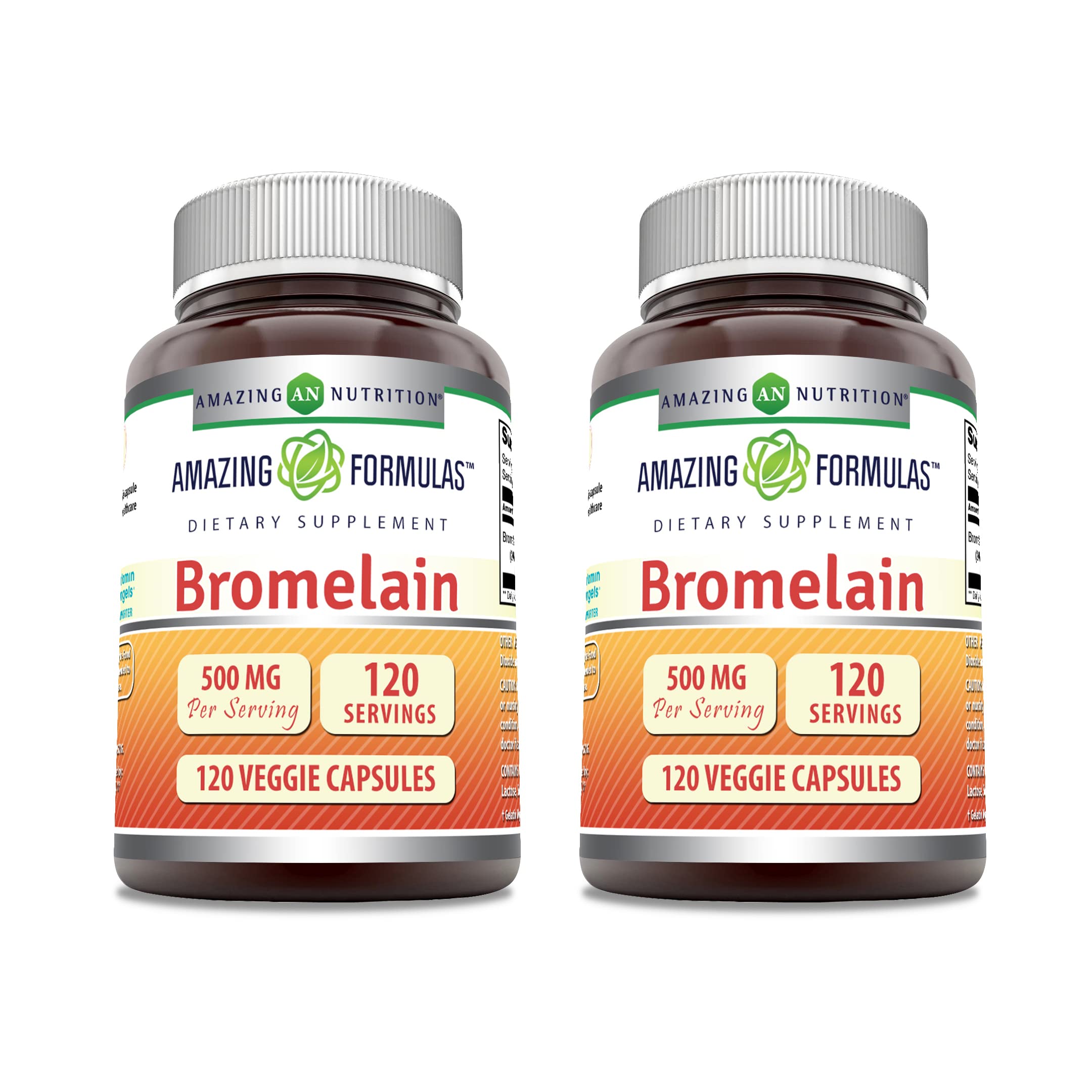 Front view of Amazing Formulas Bromelain 500 mg bottle